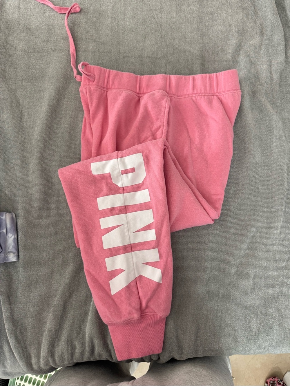 PINK Victoria's Secret Pink Logo Fleece Jogger Pants sz S lounge pants
